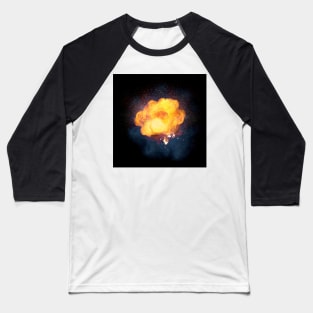 Realistic fiery explosion, orange color with sparks and smoke Baseball T-Shirt